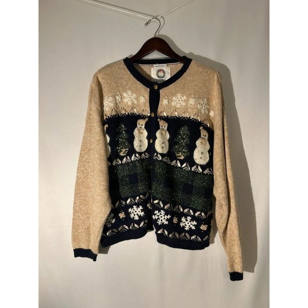Vintage Hand Embroidered Snowman Winter Christopher and Banks Sweater